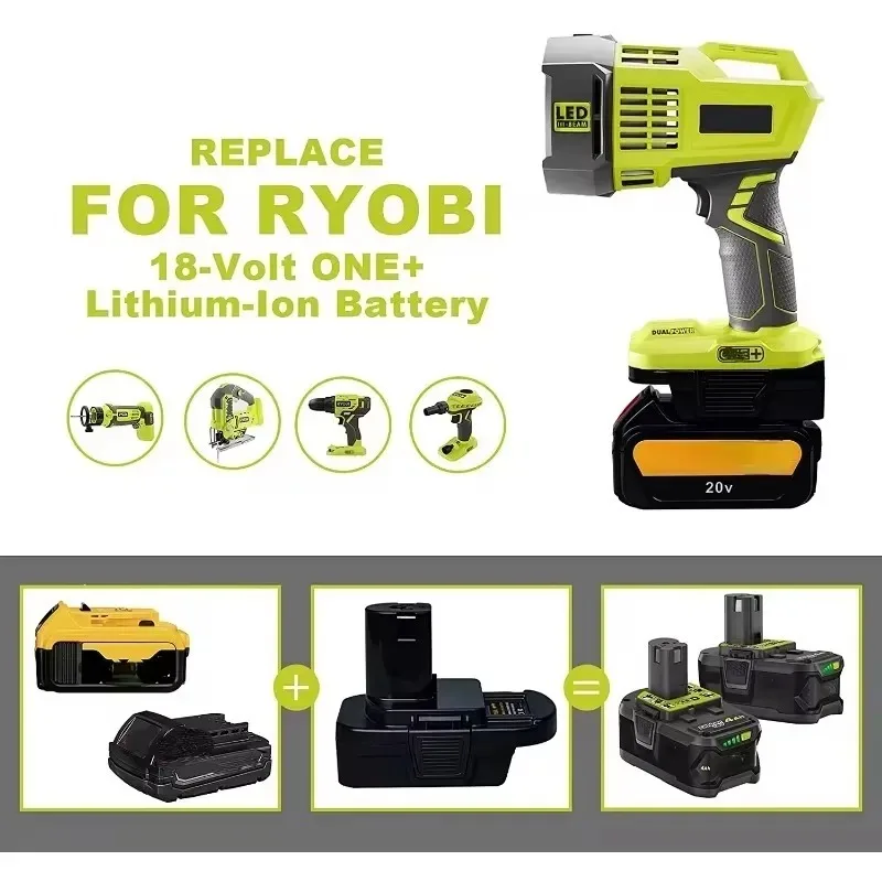 Imagem -05 - Converte Adaptador de Bateria para Ryobi Power Tool Adequado para Milwaukee18v Bateria de Lítio Dewalt 20v Dm18rl