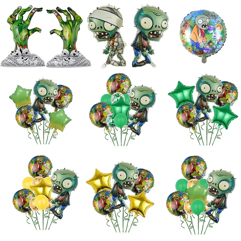 Ballon de film en aluminium en forme de figurine d\'anime de dessin animé pour enfants, plantes vs Zvised, PVZ, décoration d\'anniversaire,