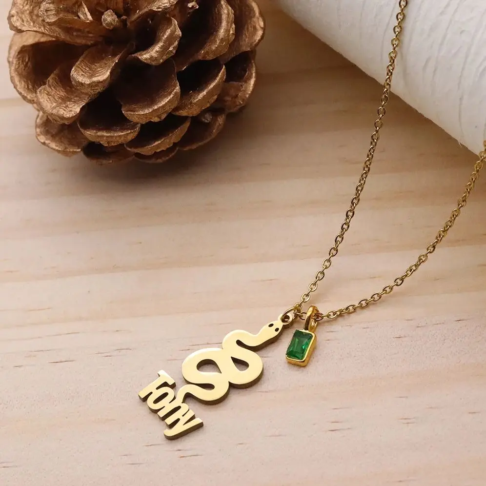 

Todorova Custom Name Snake Pendant Necklace Stainless Steel Gold Color Fashion Choker Geometric Jewelry Birthday Gift For Women