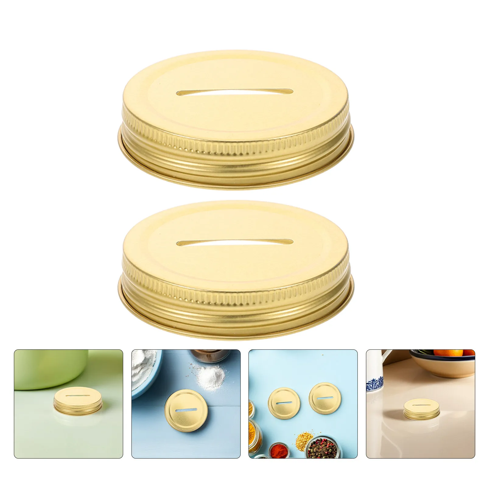 

50Pcs Money Saving Jar Lids Metal Coin Slot Covers for 70Mm Regular Mouth Mason Jars Piggy Bank Covers Tinplate Coin Bank Jar