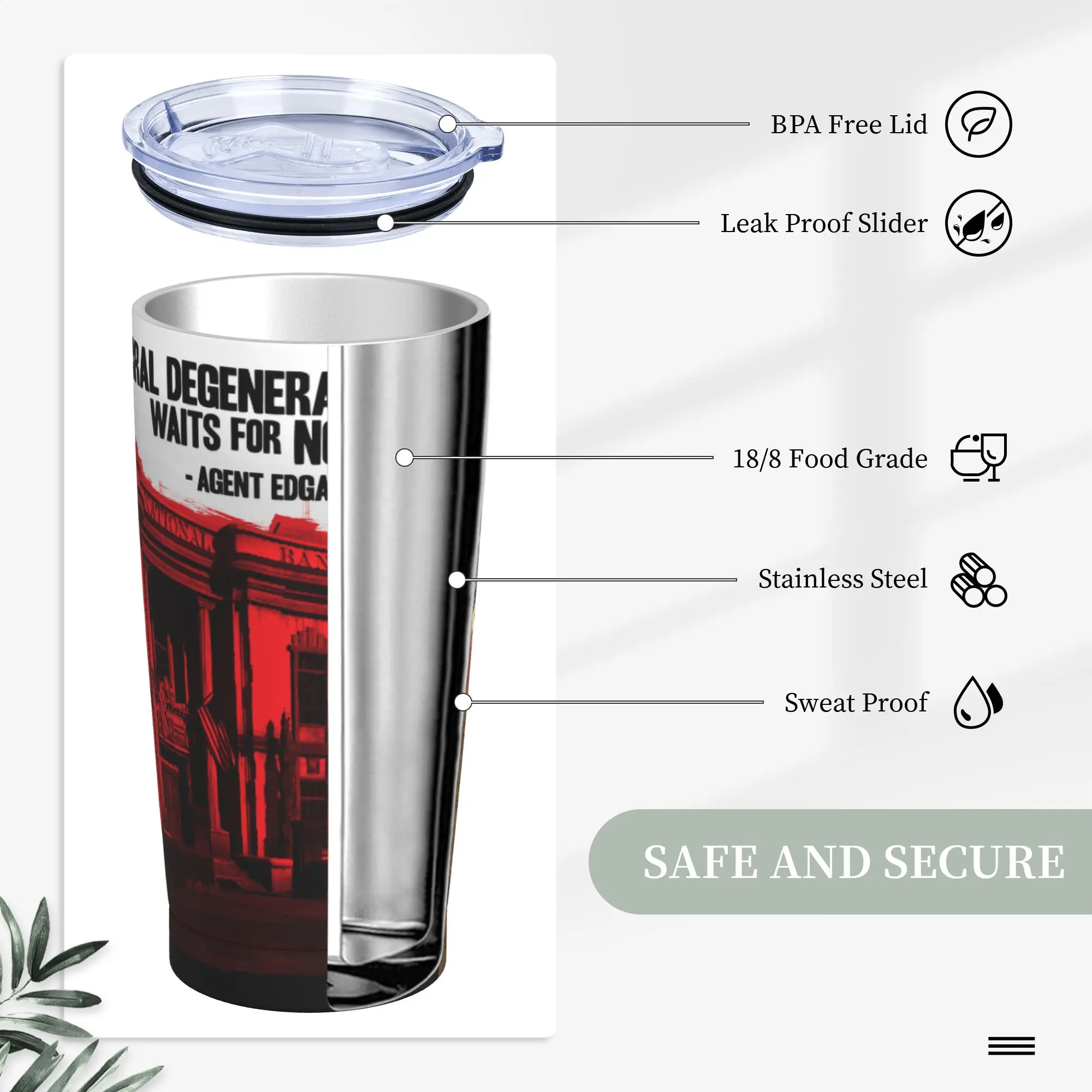 وكيل إدغار روس RDR لعبة بهلوان زجاجة ماء بارد وساخن معزولة من الفولاذ المقاوم للصدأ كوب قهوة جرافيك للسفر كوب أكواب