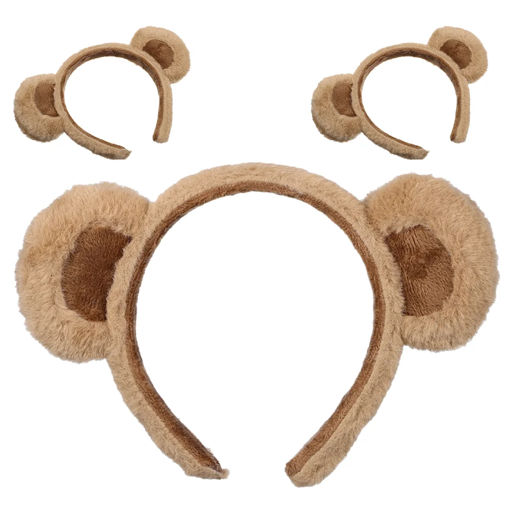 

3 Pcs Bear Headband Cartoon Girl Make up Stage Performance Animal Headbands Adorable Fabric Hair Accessory