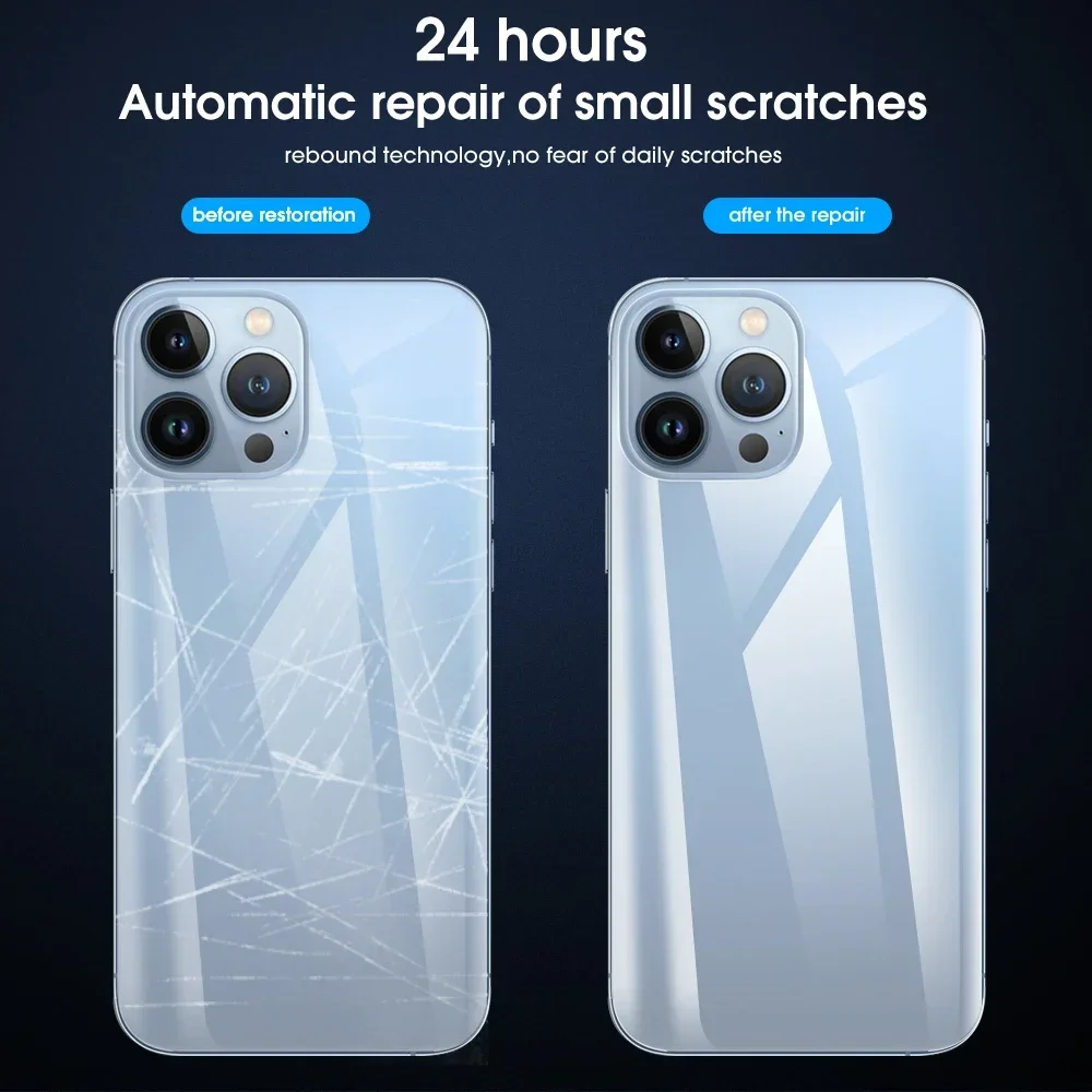 1-3PCS HD Unbreakable Hydrogel Film for iPhone 16 15 Pro Max Plus Phone Back Rear Cover Side Edges Protector Films Accessories