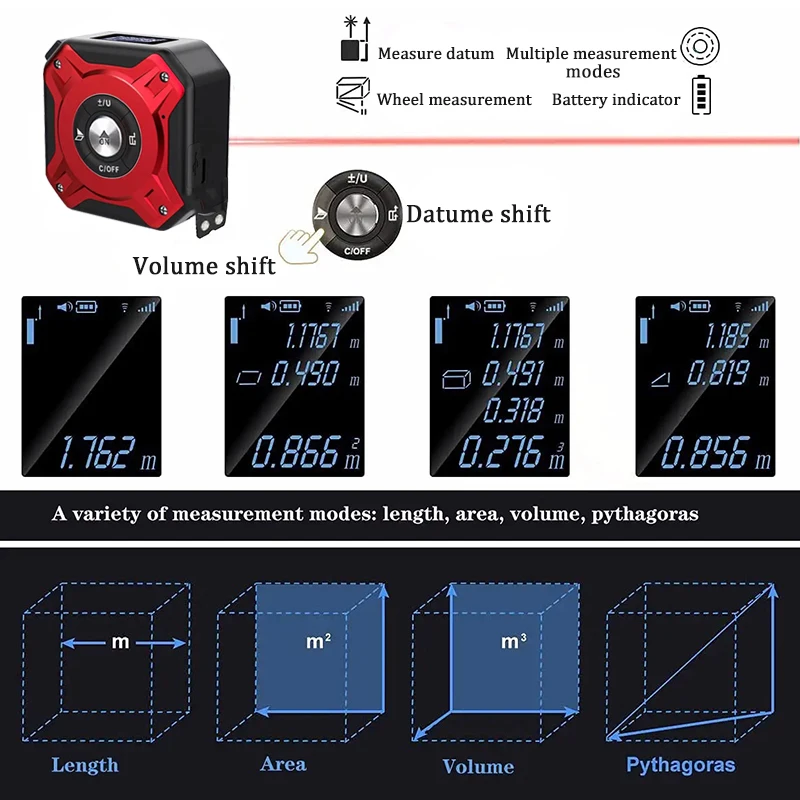 WENMEICE 2 in 1 Laser Tape Measure 5m/40m Laser Distance Meter Telemetro digitale a infrarossi Laser Measuring Tape Measure Tool