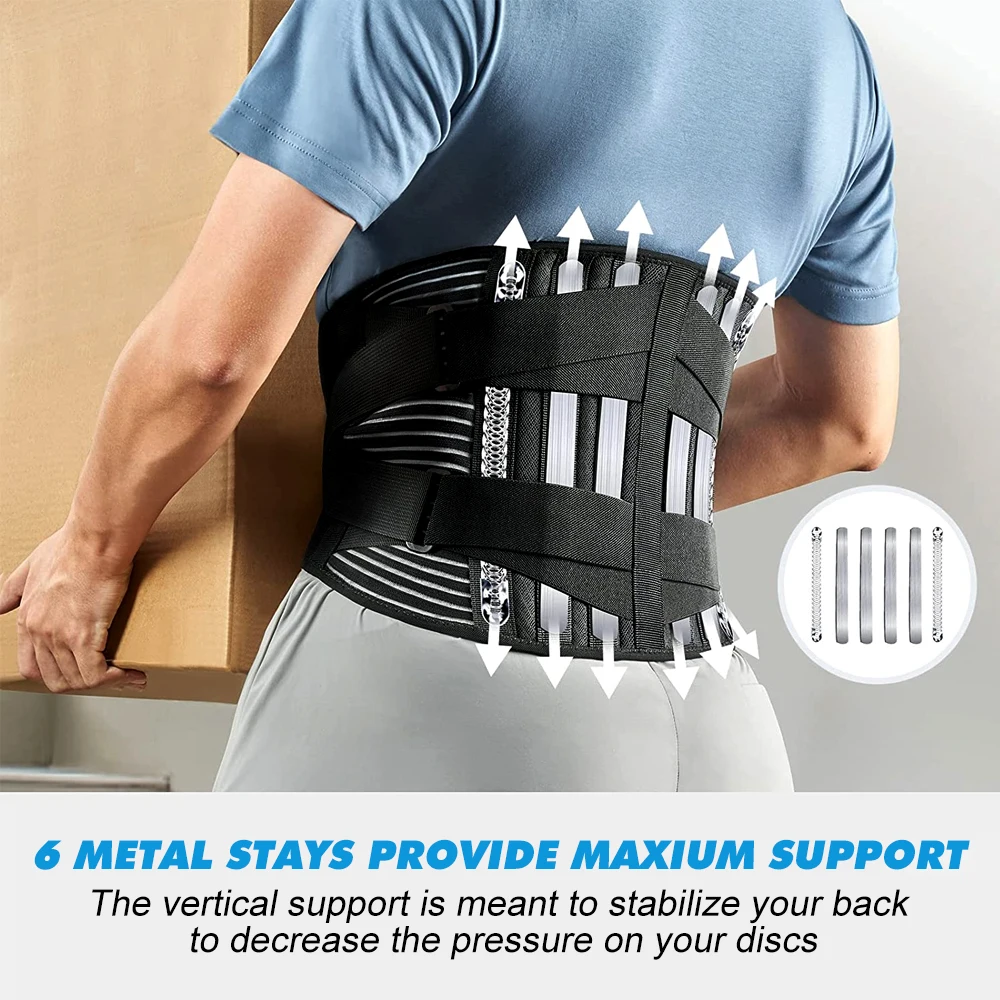 Back Braces for Lower Back Pain Relief with 6 Stays, Breathable Back Support Belt for Men/Women for work lumbar support belt