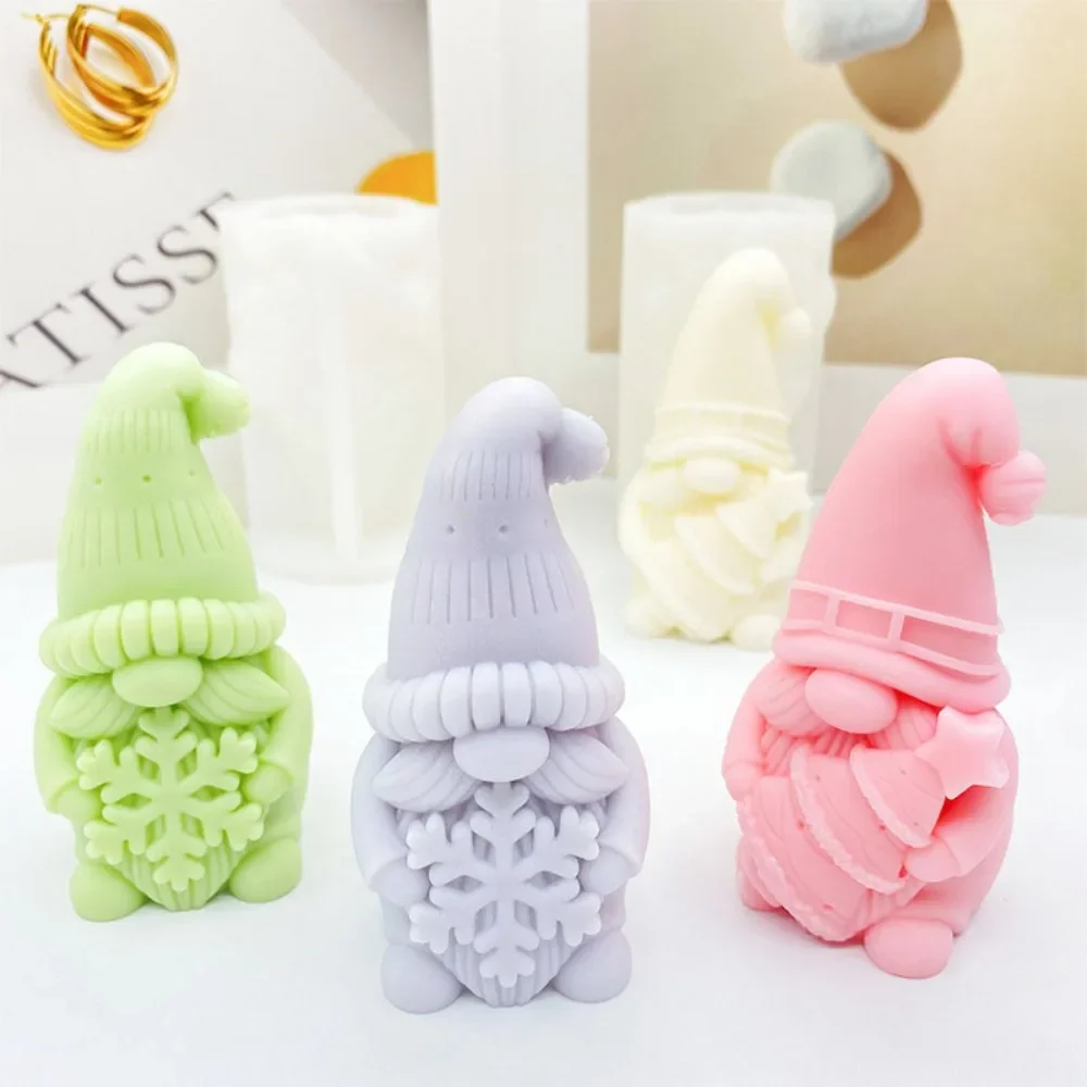 Beard Dwarf Christmas Tree Candle Moulds Hold Snowflake Santa Claus Gypsum Soap Silicone Molds Human Chocolate Gift Party Decor