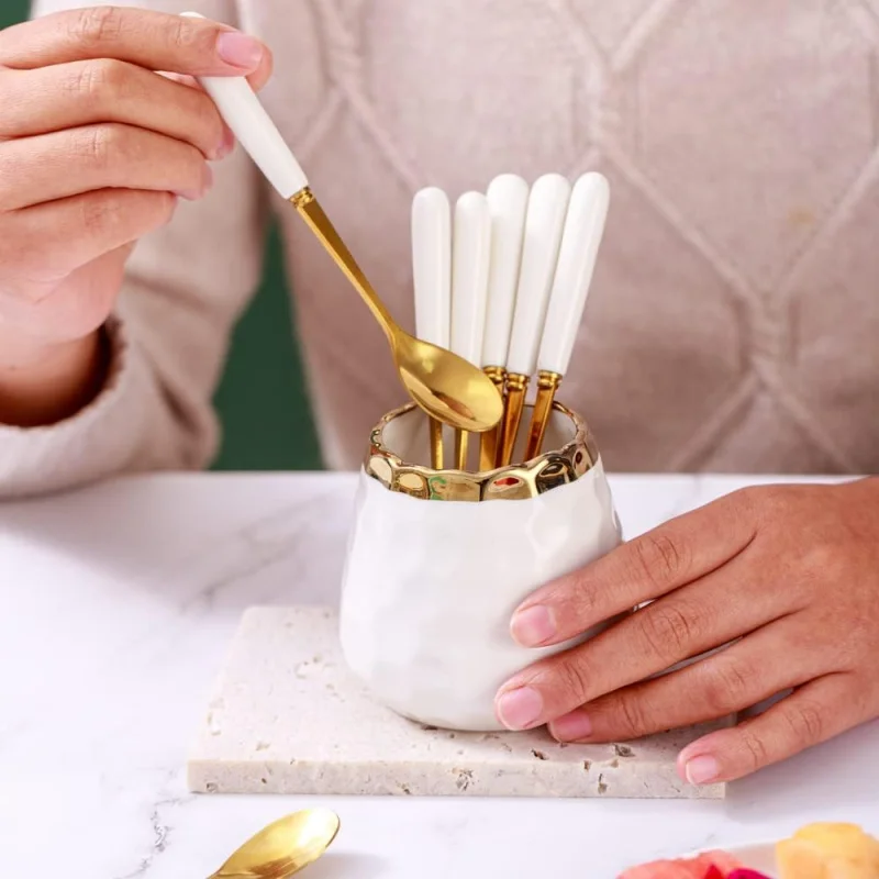 حاوية تخزين من السيراميك، أدوات مائدة منزلية من الفولاذ المقاوم للصدأ مناسبة للسلطات والمقبلات والكعك ومجموعات الفاكهة