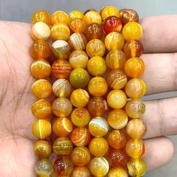 Natuurlijke Oranje Streep Onyx Agaat Ronde Kralen Diy Armband Ketting voor Sieraden Maken Accessoires 15