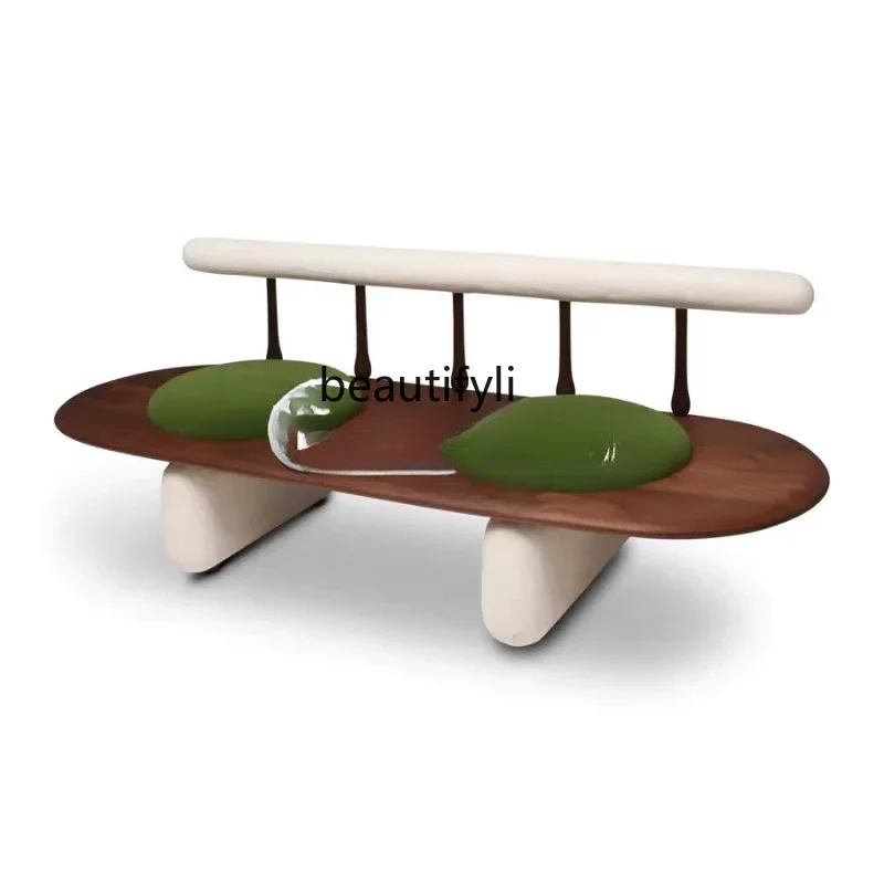 

D80 Designer creative solid wood living room sofa B & B club wabi wind bench retro restaurant cafe multi-person chair