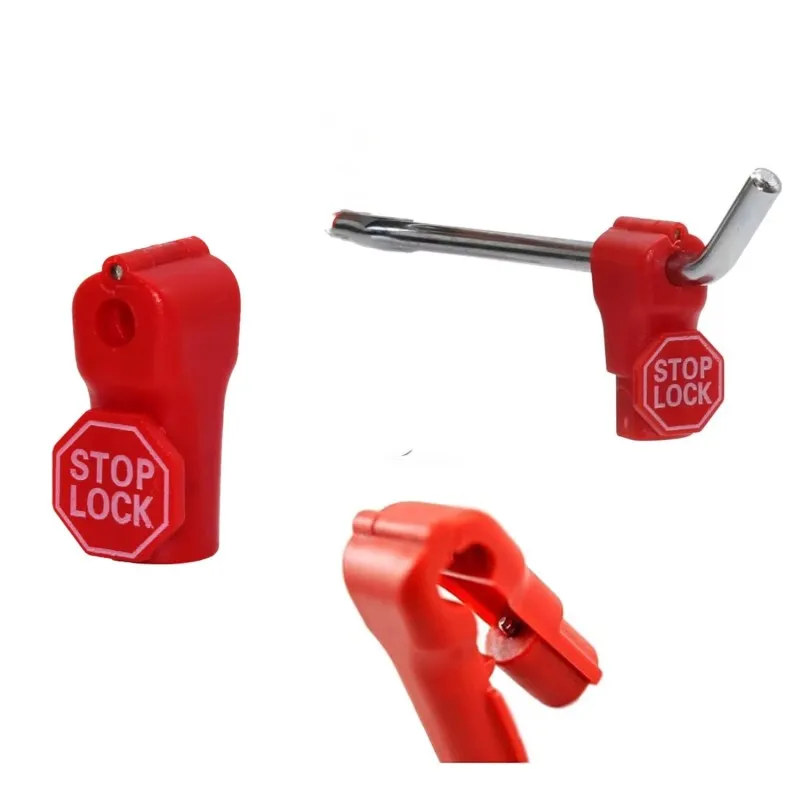 100 قطعة من قفل الأمان البلاستيكي الأحمر لمتجر البيع بالتجزئة وعرض مضاد للسرقة 6 مم قفل إيقاف بخطاف ربط