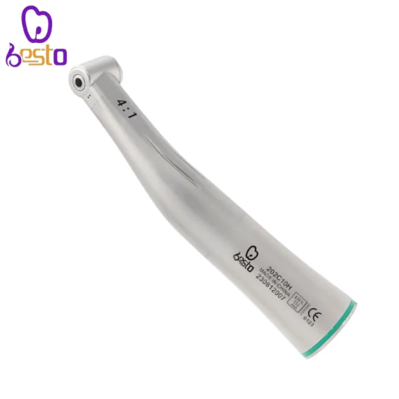 

4:1 De ntal Low Speed Handpieces Green Ring Stainless Steel Push Button Contra Angle Endodontic Handpiece for Engine Use Files