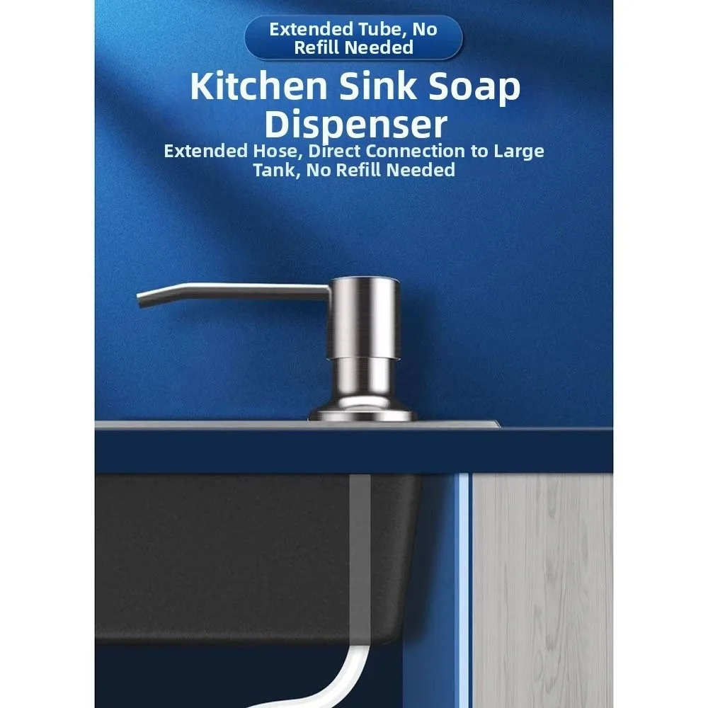 304 Stainless Steel Liquid Soap Dispenser Pump Refillable Heavy Duty Soap Press Pump Easy Install Extension Tube
