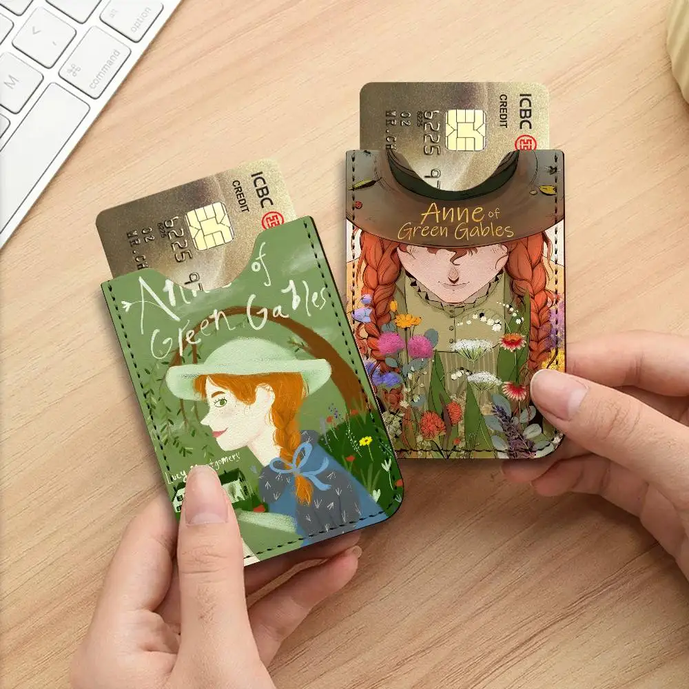 A-Anne-Of-Green-Gables-Anime Ultra-Thin Mini Leather Card Holder Wallets for Lightweight Soft Genuine Leather Credit Card