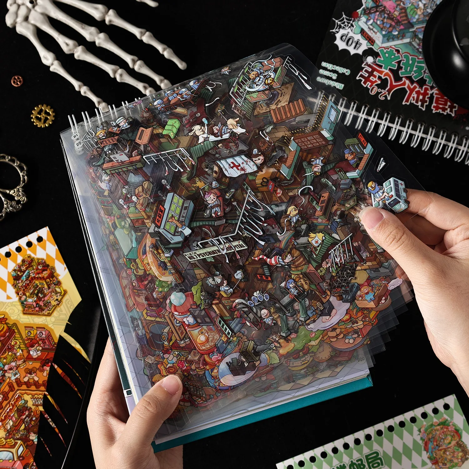 40-unidades-pacote-livro-de-adesivos-3d-com-cenarios-da-vida-para-construcao-de-dioramas-em-miniatura-criativos
