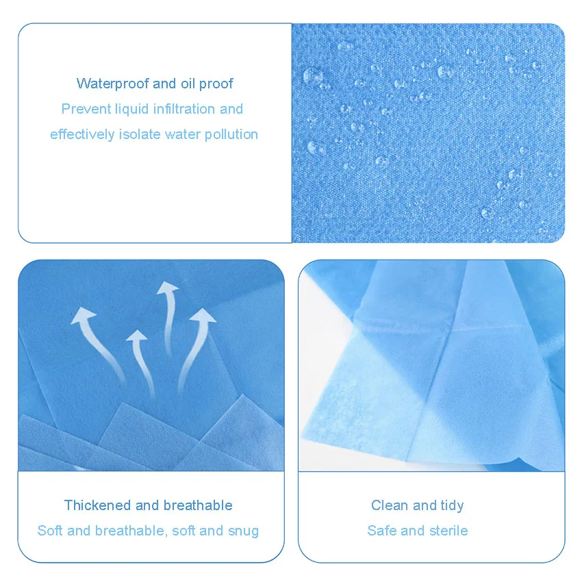 5 Pcs Disposable Medical Non-woven Fabric Bed Cover Thickened Bed Sheet Blue Independent Set for Beauty Salon