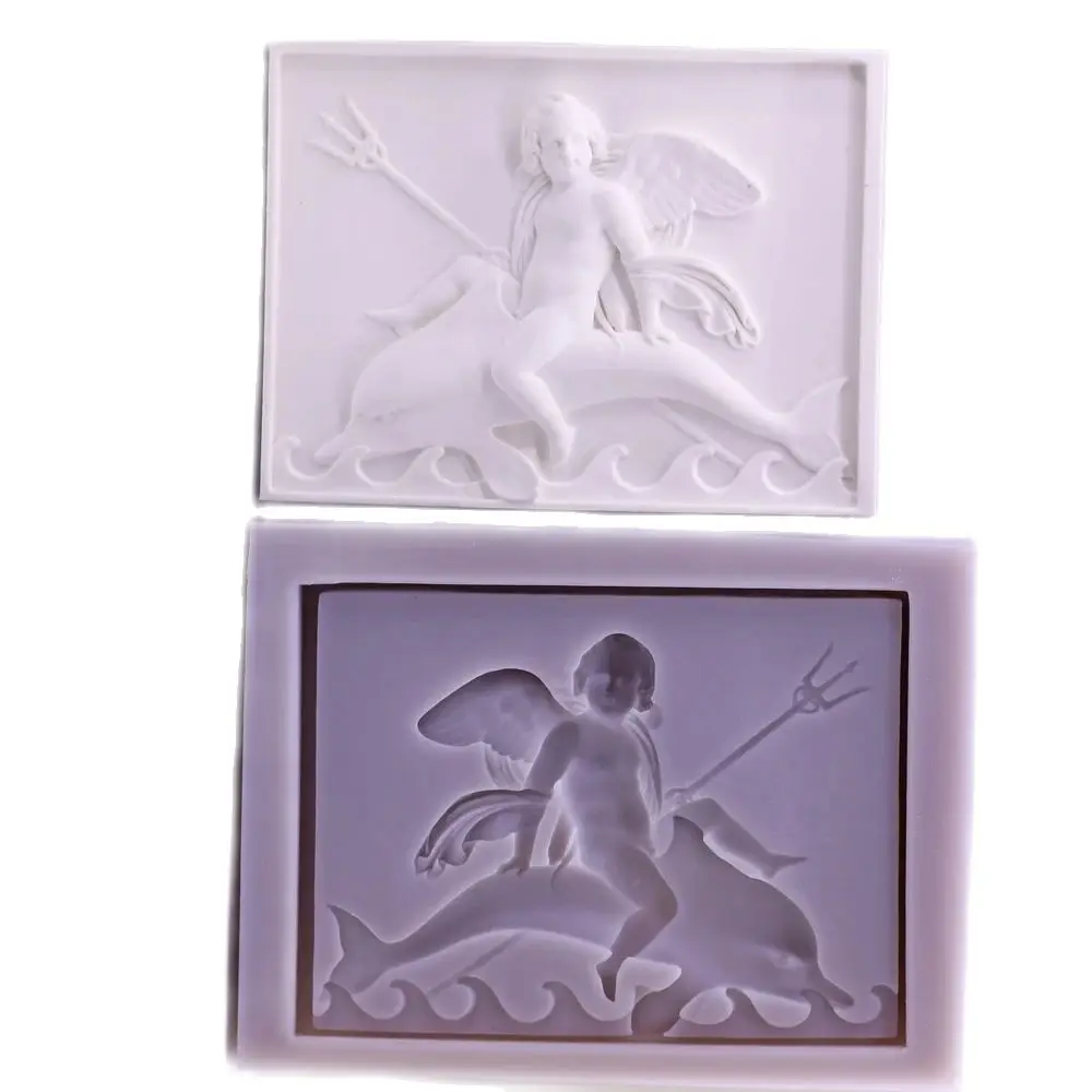 

Whale Angel Wall Plaque Silicone Mold Trident DIY Fondant Chocolate Candy Cake Decoration Mould Home Furnishing Resin Gypsum Wax