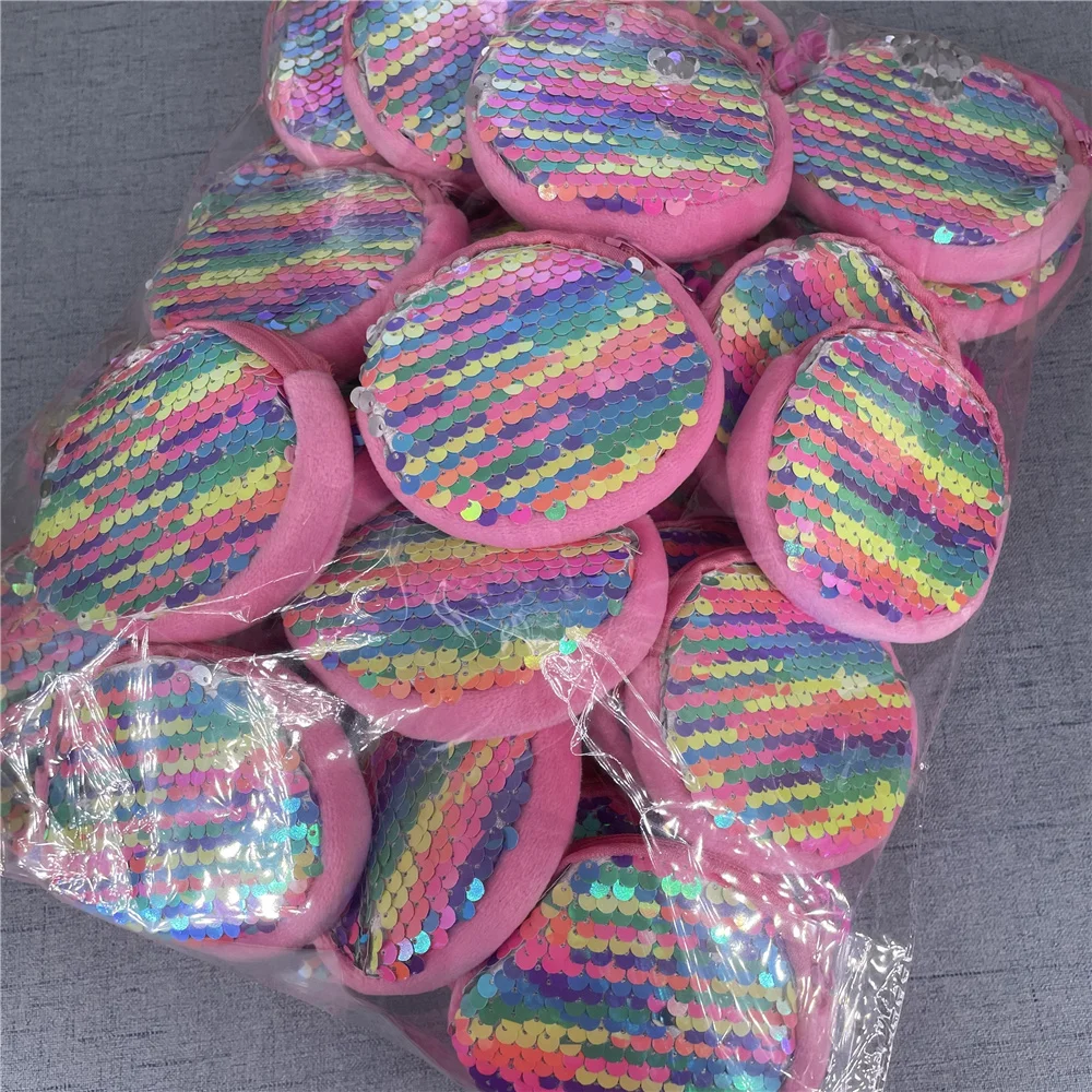 48PCS 8CM Bright Colors Small Plush Coin Bag , Pocket New Coin Pouch Wallet Purse