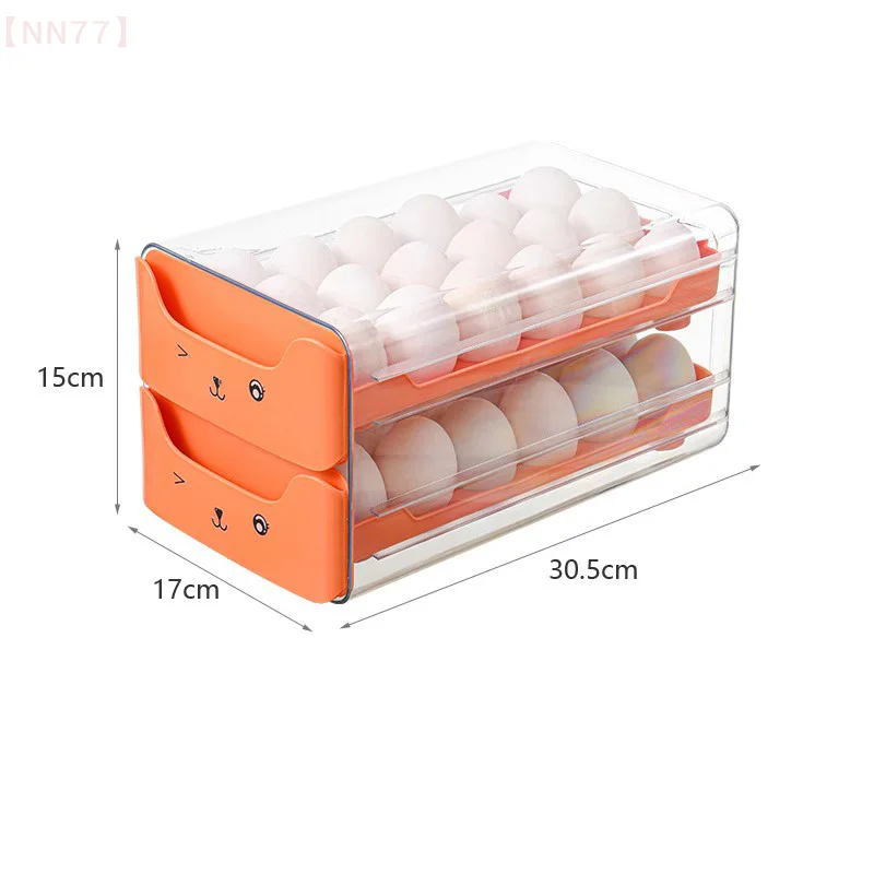 Boîte de stockage René de canard allongée au réfrigérateur, boîte de conservation au frais, style MEL-cuisine, 2 couches, 36 grilles