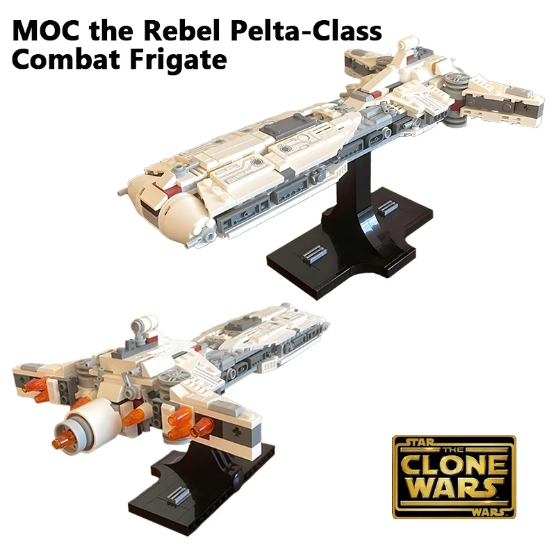 

НОВЫЕ MOC the Rebel Pelta-Class Combat Frigate, строительные блоки, сделай сам, космический корабль, кирпичи, модельный комплект для детей и взрослых, креативные подарки, игрушки