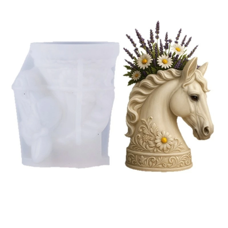 Multifunctional Flower Vessel Silicone Mold Horse Head for Handmade Craft