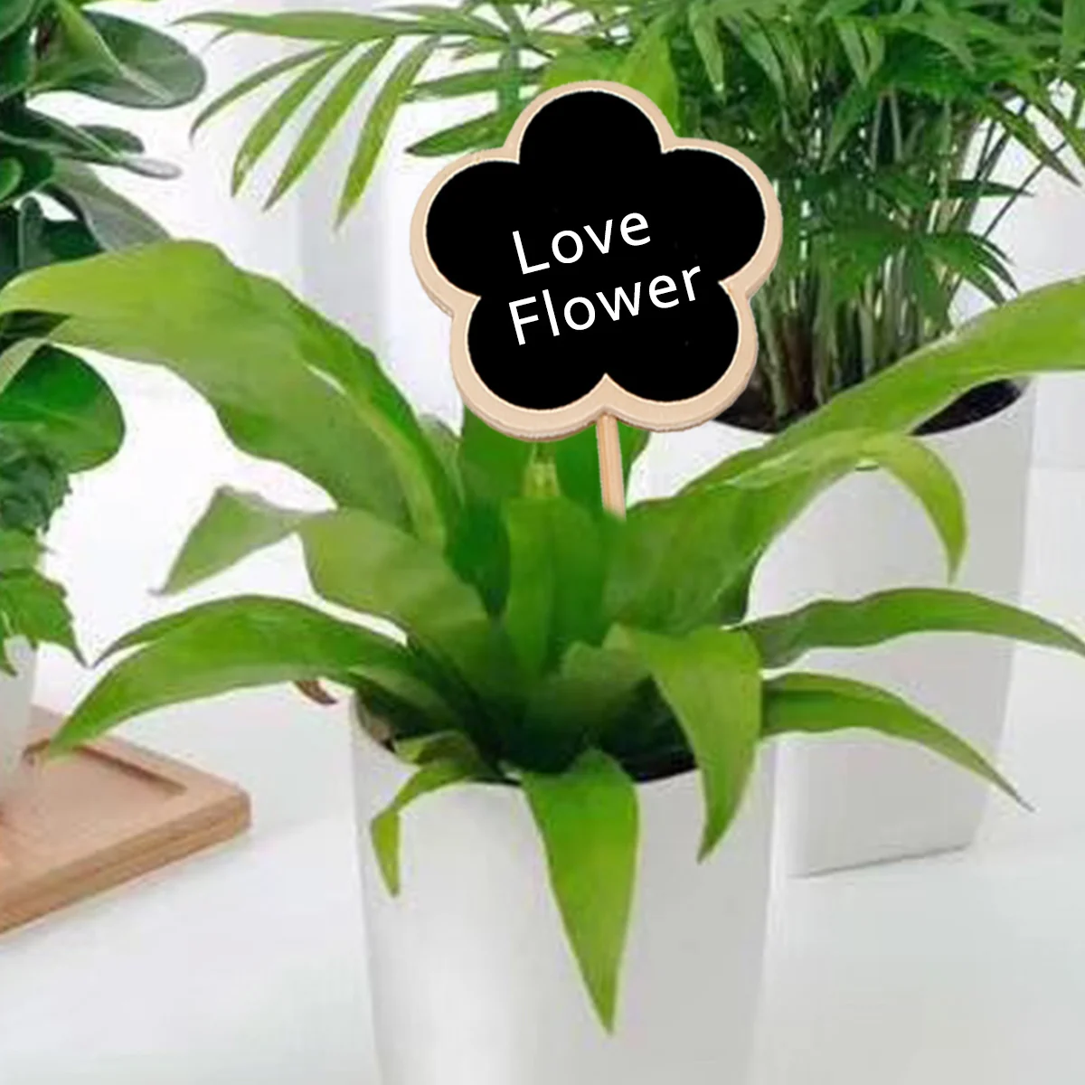 

20Pcs Mini Chalkboard Garden Plant Tags Wooden Flower Shaped Blackboards for Wedding Party Craft Message and Label