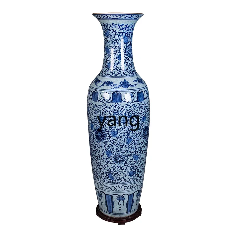 Yjq Jingdezhen ceramic antique hand-painted floor-to-ceiling large vase living room TV cabinet Chinese opening ornament