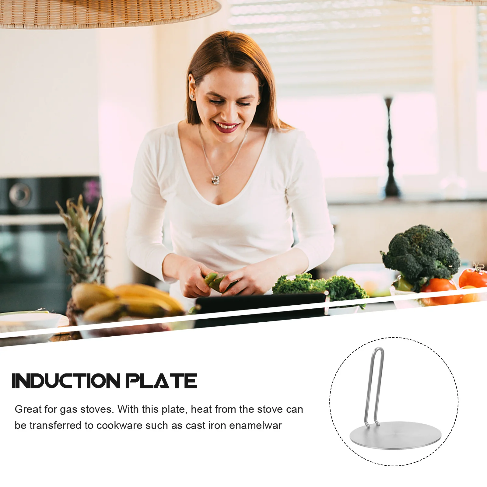 

1 set 1 Set Of Metal Induction Plate Adapter For Electric Gas Stove Cooktop Heat Diffuser Ring Plate Kitchen Cooking Tool