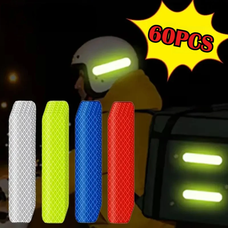 

60 шт., набор предупреждающих наклеек для шлема «сделай сам», светоотражающие наклейки для велосипеда, мотоцикла, автомобиля, аксессуары для безопасности для ночного вождения, защита