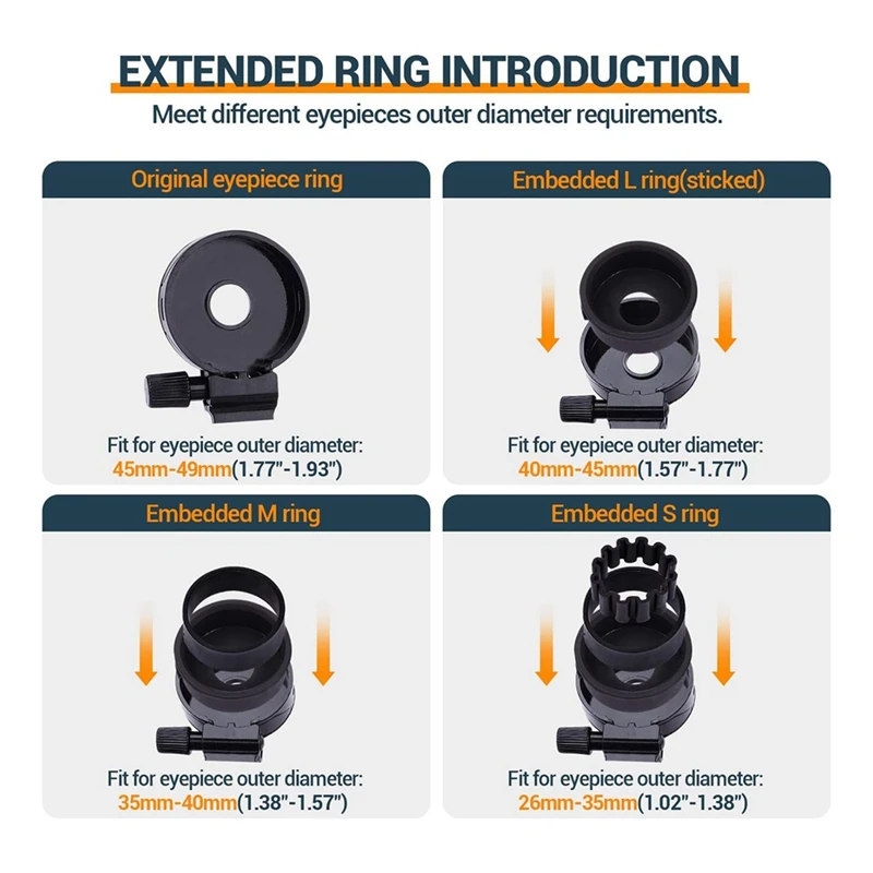 Adattatore per telefono telescopico, supporto universale per telefono cellulare per binocolo, monoculare, microscopio, staffa per Clip per supporto