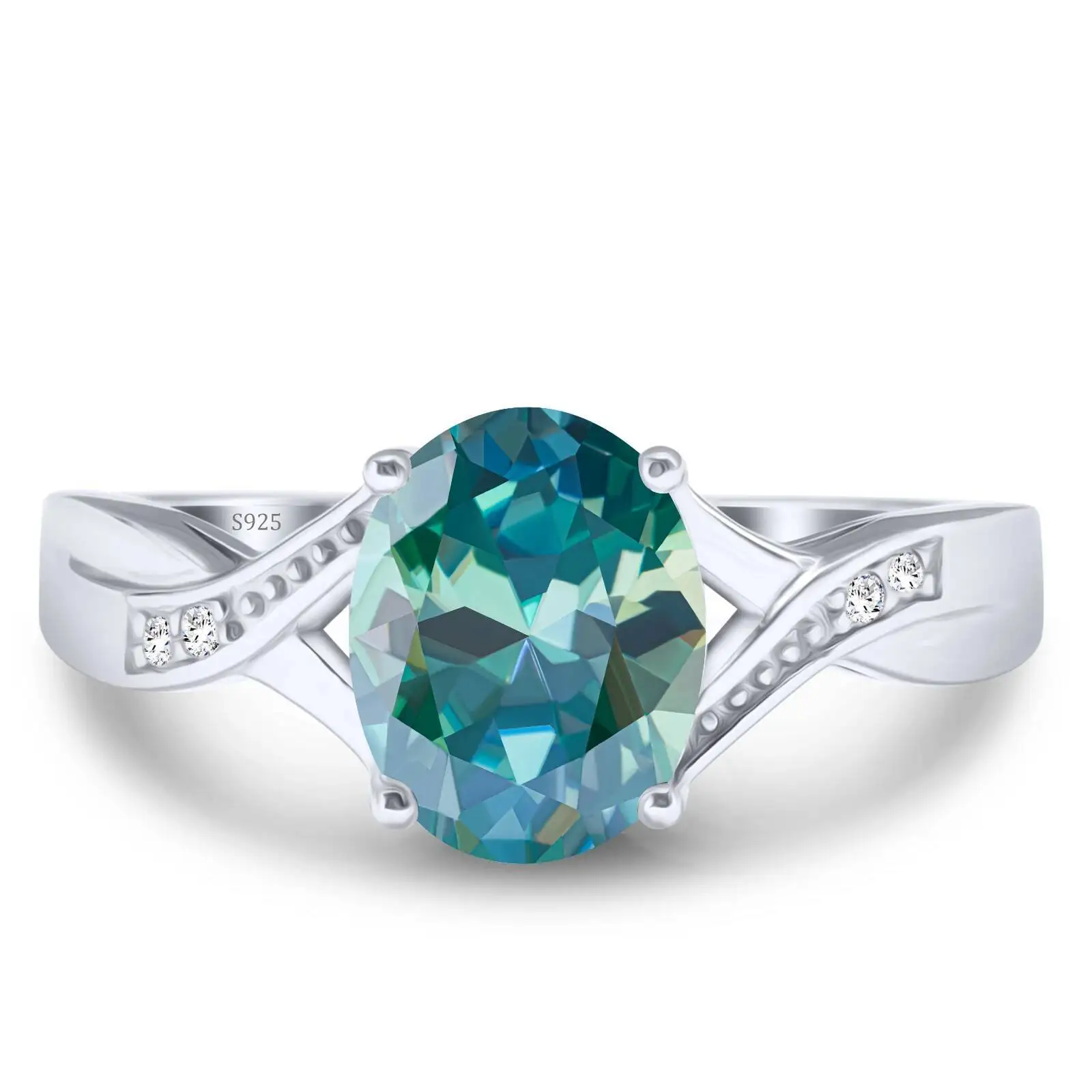 2CT Moissanit Feenartige Zierliche Anhänger für Damen S925 Reines Silber Verlobungsring Hochzeit Feiner Schmuck Farbenfrohe Ringe – Detail 6