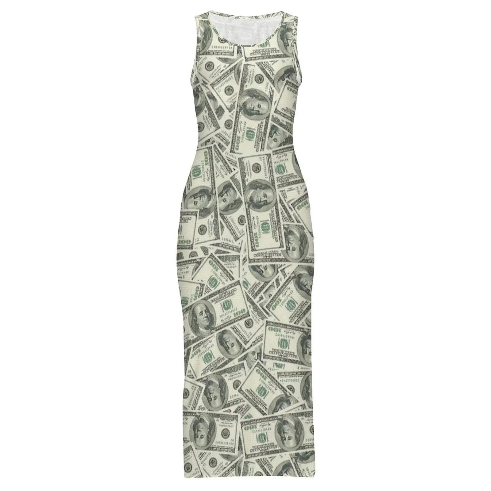 Hundert-Dollar-Scheine 100 Benjamins Riesiges Kleid Mode Maxikleider Vintage Bodycon-Kleid Damen Grafik Große Größe Vestidos – Detail 6