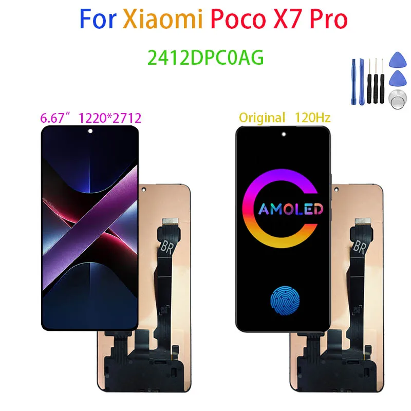 Original AMOLED For Xiaomi Poco X7 Pro LCD 2412DPC0AG Display