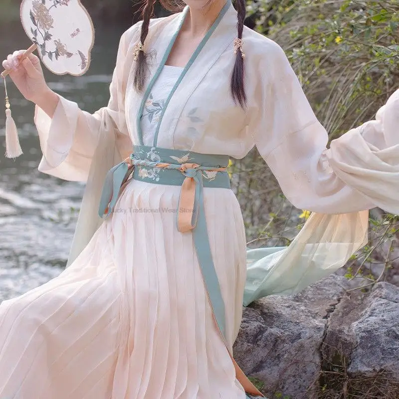 Lente Nieuwe Hanfu Jurk Vrouwen Oude Chinese Traditionele Hanfu Set Vrouwelijke Fee Cosplay Kostuum Zomer Hanfu Jurk