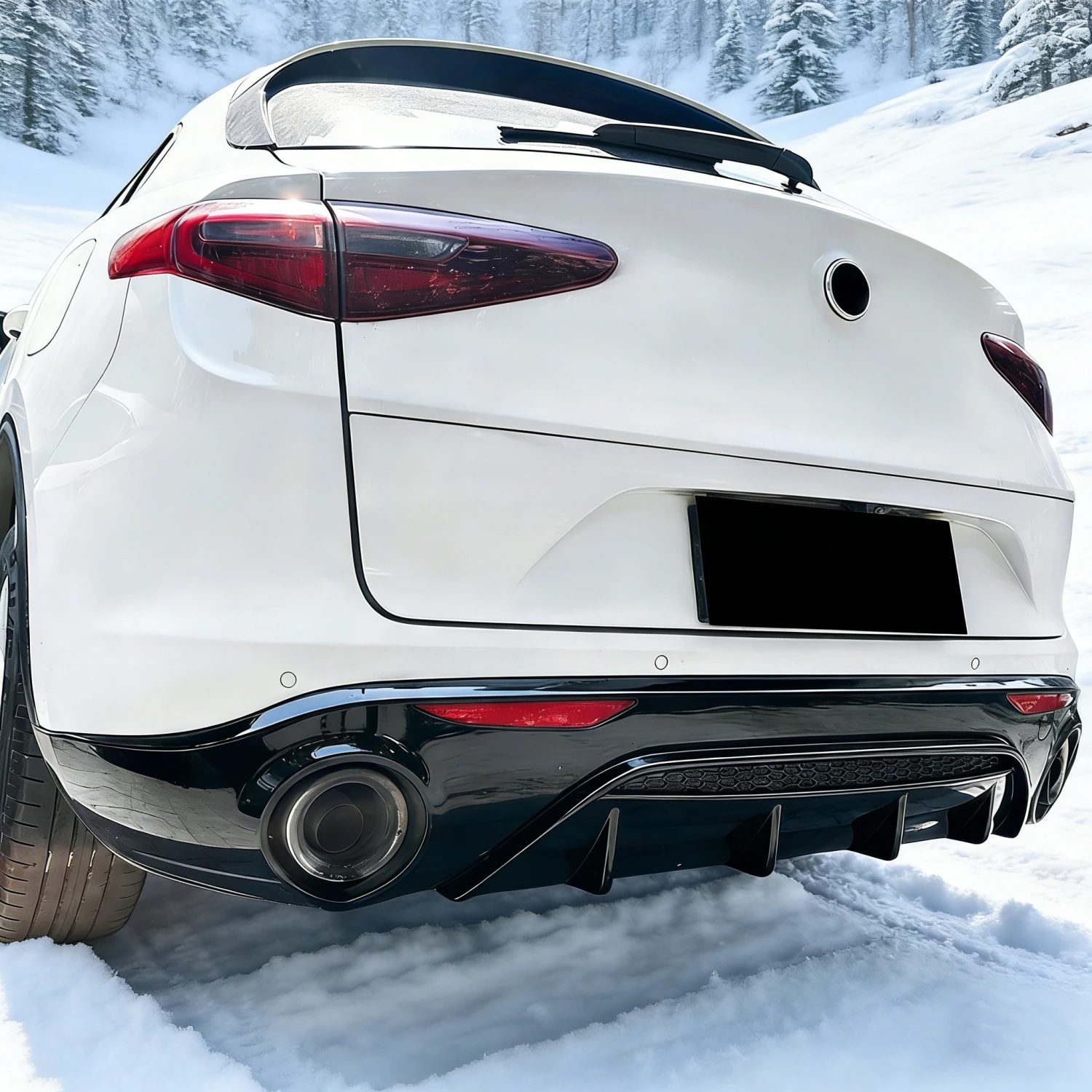 

Глянцевый черный задний диффузор-сплиттер для Alfa Romeo Stelvio MK1 Standard 2016-2022, тюнинг-комплект для заднего бампера