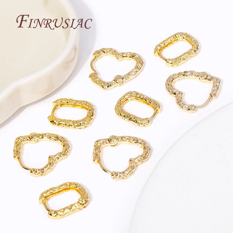 Fashion 18K Gold Plated Brass Heart/U Loop Earrings Hoops Female DIY Jewelry Making Supplies Earrings Accessories for Women