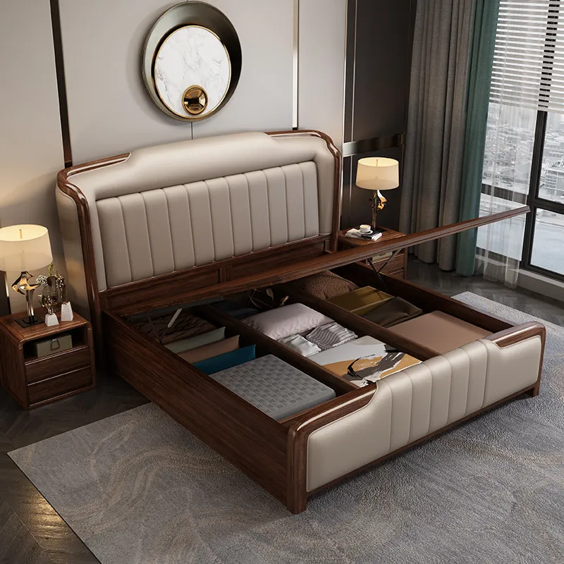 Modern Designs Double Bed Decoration Girls Elegant Style Floating Double Bed Storage Modern Luxury Cama Casal Furniture For Home