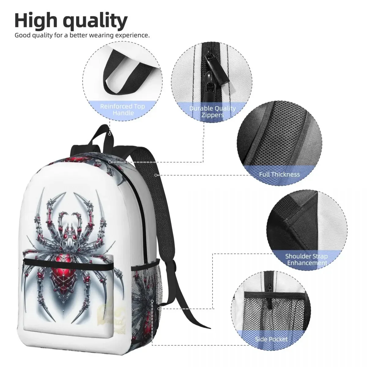 Electronic Machinery Red Black Spider Backpack Daypack Large Capacity Boys Girls BookBag School Bag Shoulder Bags for Men Women