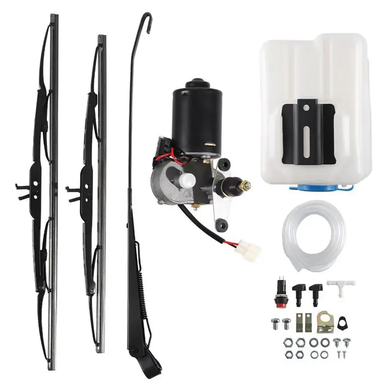 ASMA-UTV Electric Windshield Wiper Motor Kit Reservoir Pump Bottle For Polaris Ranger& Honda Washer Jet Wipers