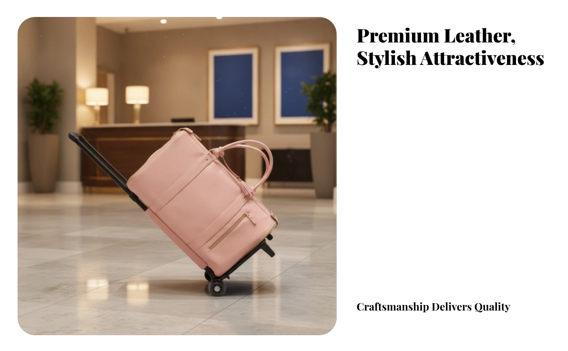 Rolling Garment Bag Contrast Trim Two Wheels Travel Luggage Secure Zipper Trolley Garment Bag
