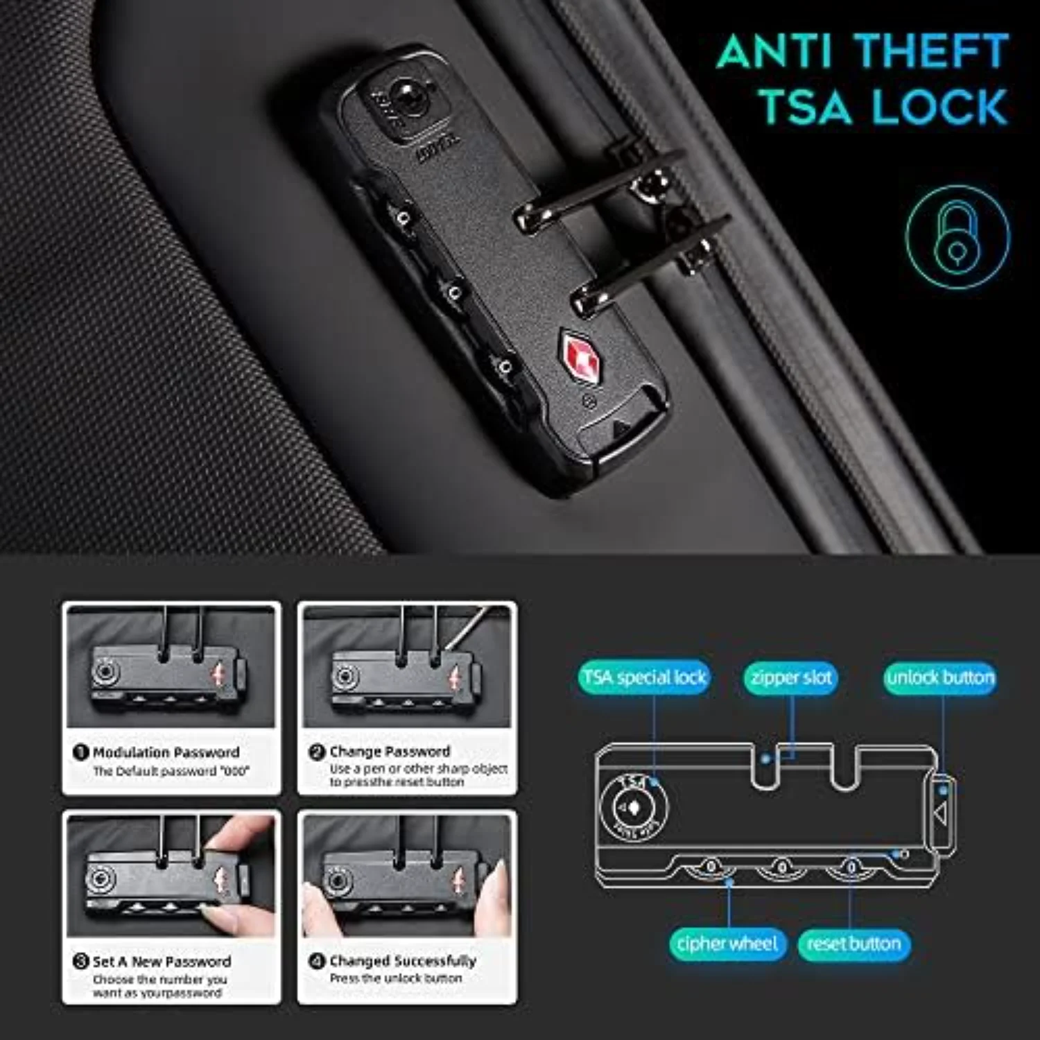 BANGE Anti Theft Laptop Backpack for Business Travel with USB Charging Port