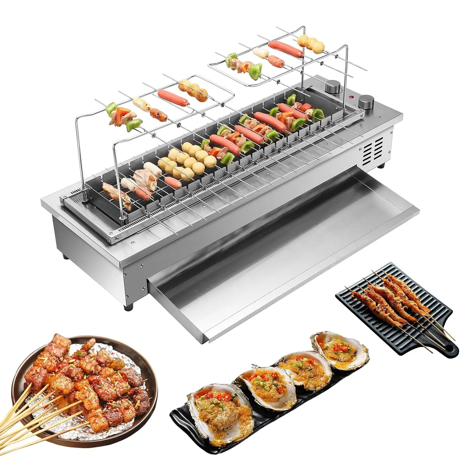 Commercial Barbecue Oven, Tabletop Kebab Roaster, Smokeless Searing Grill, Built-in Rotisserie Stove, Electric, Customized
