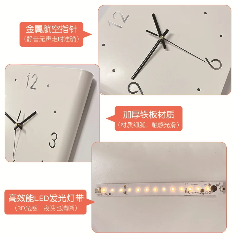 Creative Arc Angle Wall Clock Sitting Living Room Two-sided Corner Silent Wall Hanging Decorative Clock Home Decoration