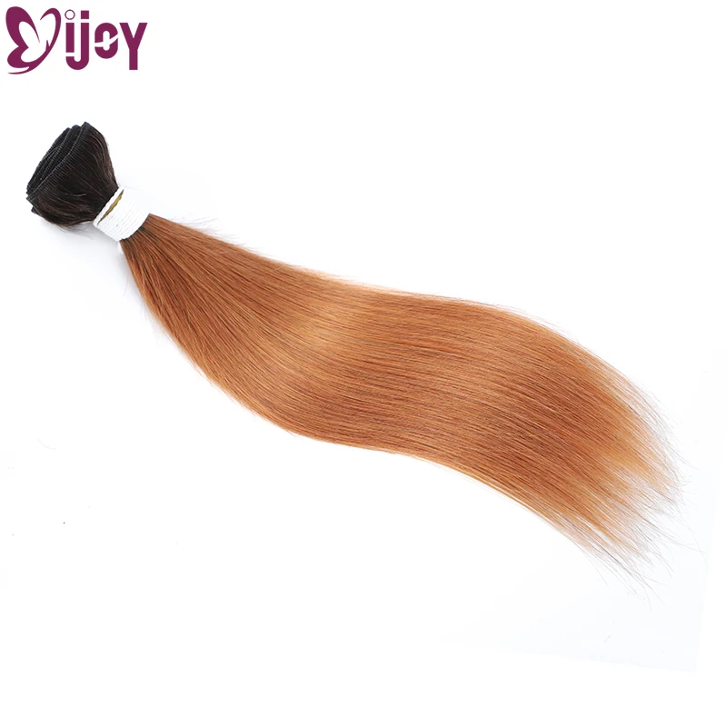 IJOY-extensiones de cabello humano liso para mujer, ombré brasileño mechones de pelo, marrón y rojo, 8-26 pulgadas