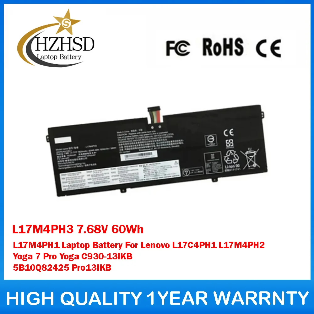 

L17M4PH3 7.68V 60Wh L17M4PH1 Laptop Battery For Lenovo L17C4PH1 L17M4PH2 Yoga 7 Pro Yoga C930-13IKB 5B10Q82425 Pro13IKB