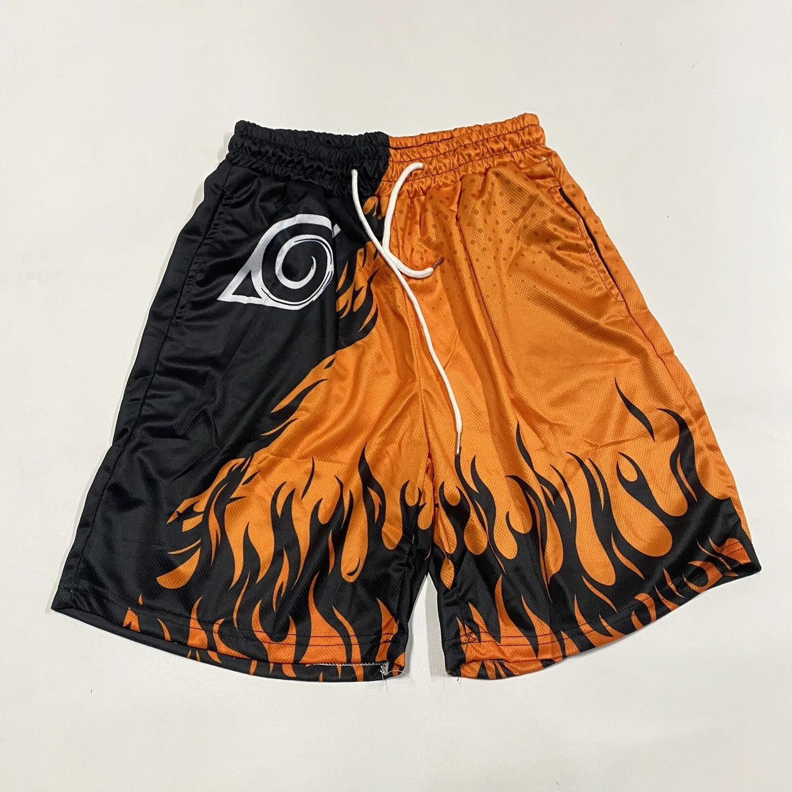 Naruto Uzumaki Fire Print Y2K Street Shorts Adult Kids Athletic Shorts Family Summer Breathable Quick-drying Loose Board Shorts