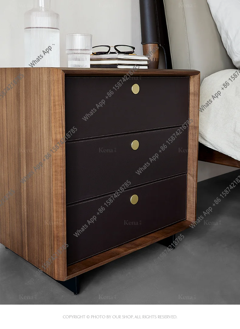 Wabi Sandy Wind Solid Wood Bedside Table Bedroom Italian Modern Simple Bedside Cabinet Designer Cabinet