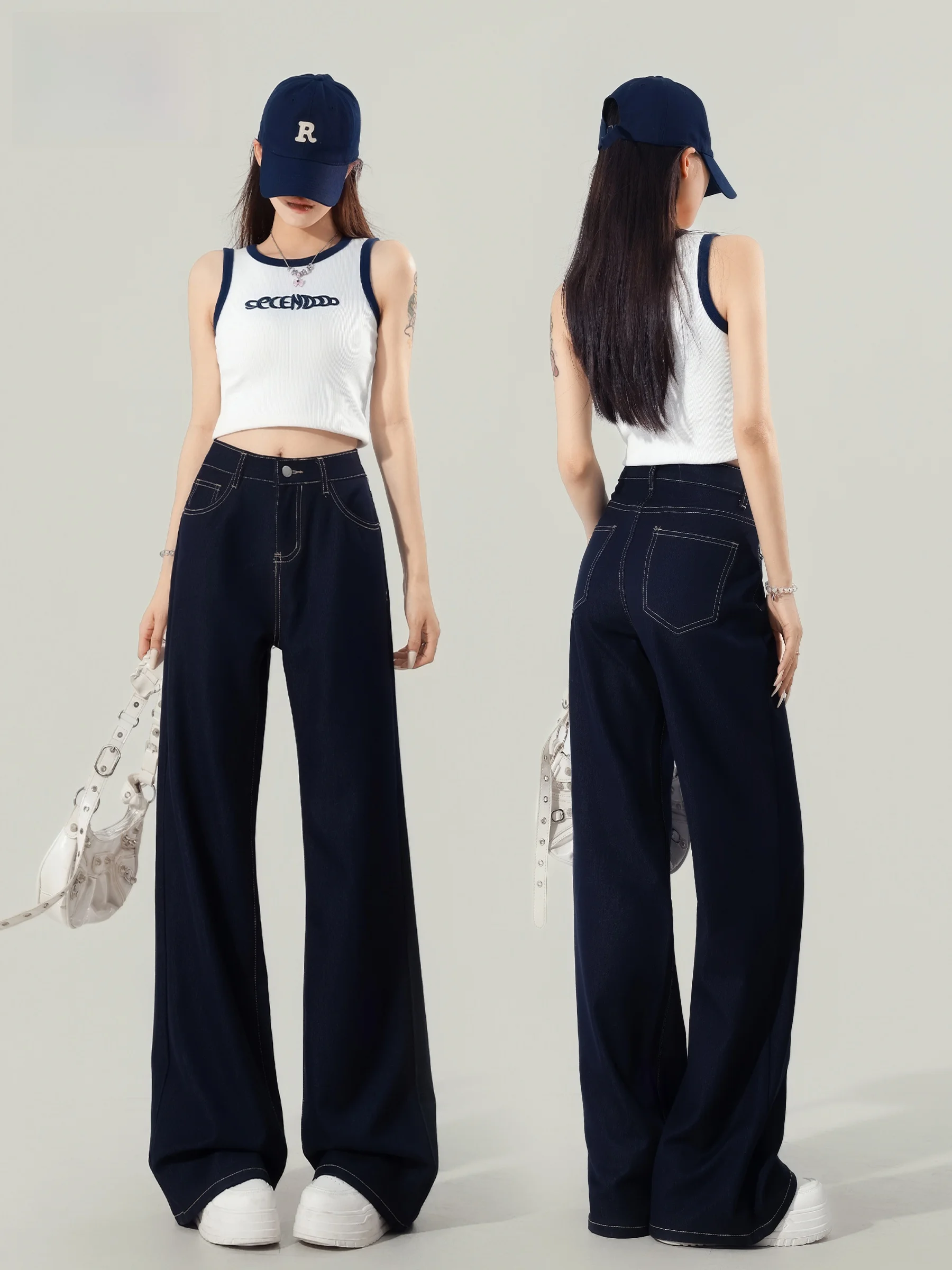 

New Tech Fabric Micro Flared Jeans Women Summer Thin Ice Sensation Small Size Drapey Flared Pants Casual High Waist Denim