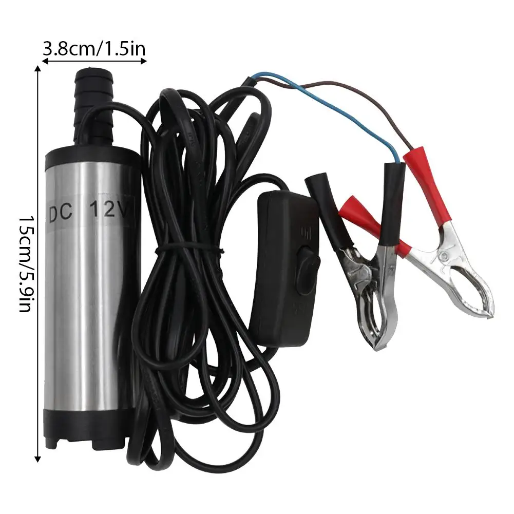 12V DC Submersible Diesel Fuel Transfer Pump Portable Water Oil Extractor Electric Pump with Alligator Clips for Car Truck Boat - view 6