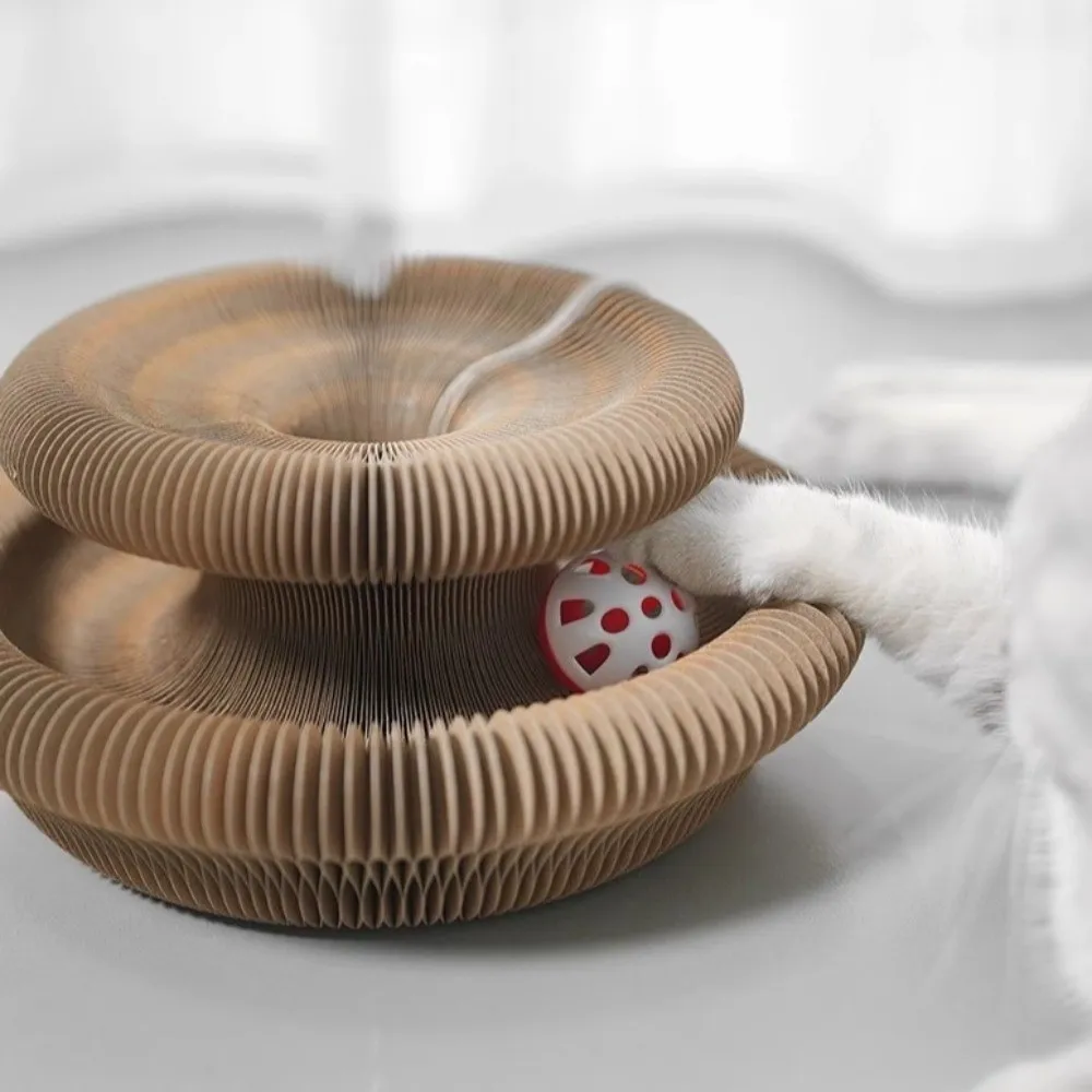 

Wear-Resistant Accordion Cat Scratching Board Variable Unbreakable Cat Spinning Wheel Magnetic with Ball Cat Teaser