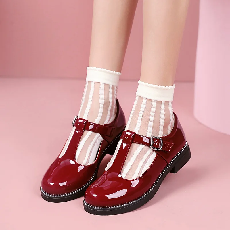 6-15 2022 Teenager Kids New College Style Dress Shoes Children Patent Leather Performance Flats Girls Princess Mary Jane Shoes